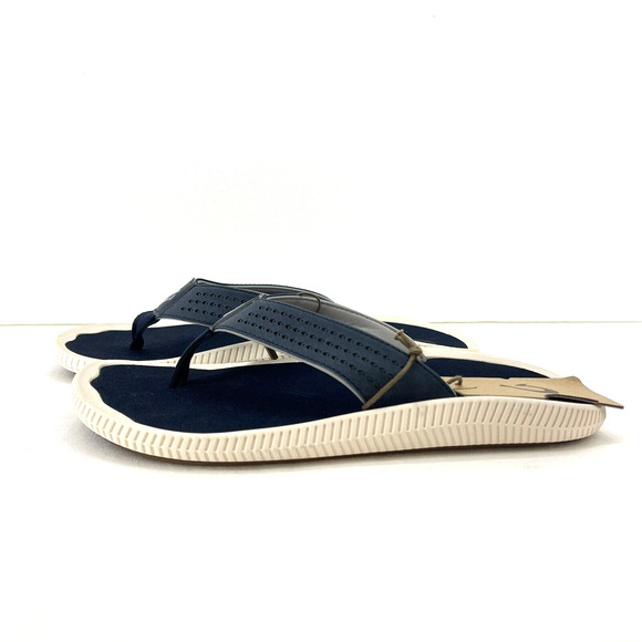 NEW OluKai Ulele Mens Sandals Size 12 Blue Depths Flip Flops Comfort Support - Picture 1 of 5